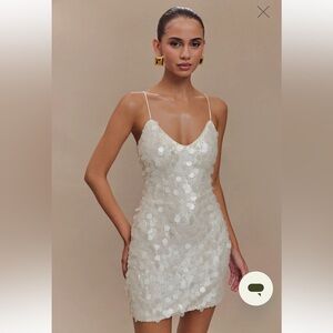 Meshki Cream Sequin Mini Dress